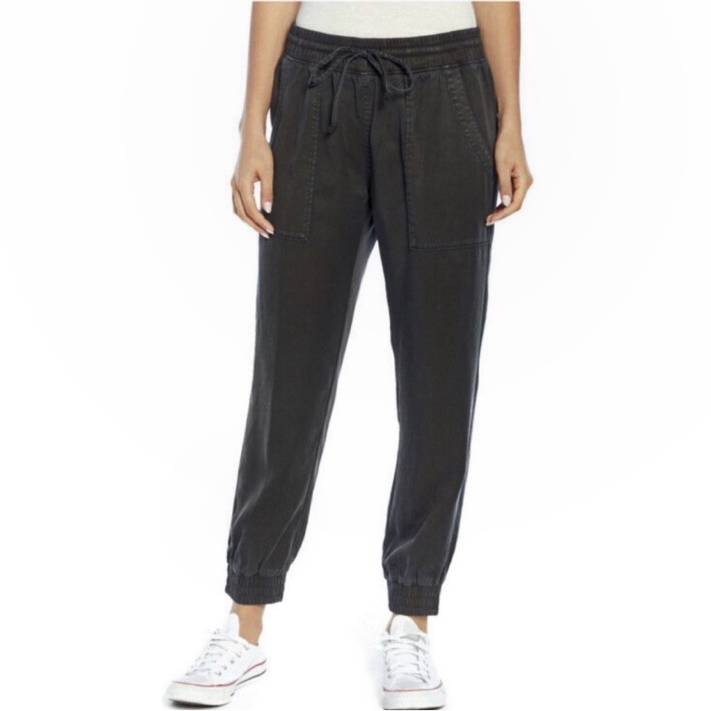 GAP Space Gray Black Cotton and Lyocell Drawstring Waist Jogger Pants